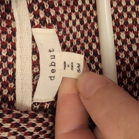 Debut Cream Red Black Aztec Open Front Waterfall Cardigan Size Small Medium - Picture 2 of 5